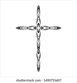 Christian Cross Design Vector Art Illustration