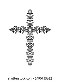 Christian Cross Design Vector Art Illustration