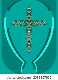 Christian Cross Design Vector Art Illustration