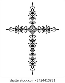 Christian Cross Design Vector Art Illustration