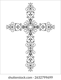 Christian Cross Design Vector Art Illustration