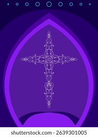Christian Cross Design Vector Art Illustration
