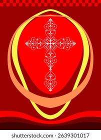 Christian Cross Design Vector Art Illustration