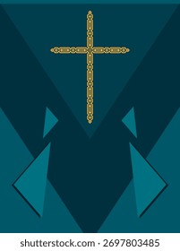 Christian Cross Design Vector Art Illustration