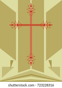 Christian Cross Design Vector Art
