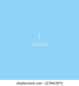 Christian cross and dna helix
