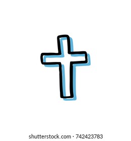christian cross doodle icon