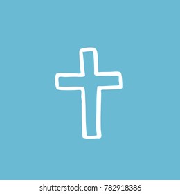 christian cross doodle icon
