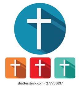 Christian cross flat icon design vector illustration.