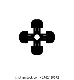 Christian cross flat icon. Simple style christian religion poster background symbol. Logo design element. T-shirt printing. Vector for sticker.