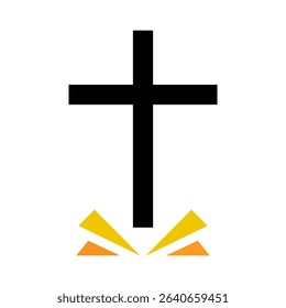 Christian Cross  Flat , vector on white Background