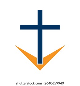 Christian Cross  Flat , vector on white Background