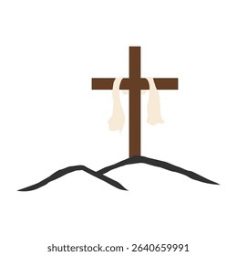 Christian Cross  Flat , vector on white Background