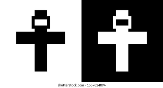 Christian Cross. Glyph Icon in White and Black Version.