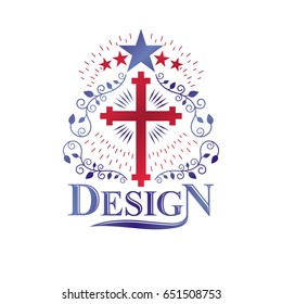 Christian Cross Gothic Emblem Created Pentagonal Stock Vector (Royalty ...