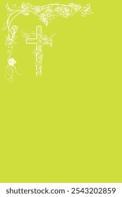 christian cross and grape on green background