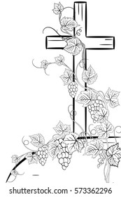 christian cross and grape   on white background