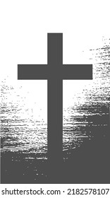 Christian cross with grunge backdrop. Religion concept illustration