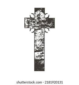 Christian cross with grunge texture. Religion concept illustration