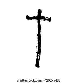 Christian cross grunge vector religion symbol