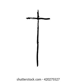 Christian cross grunge vector religion symbol