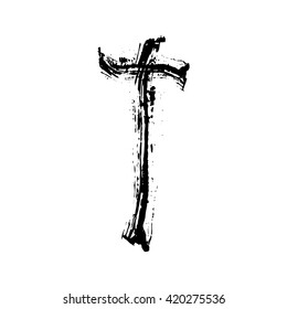 Christian cross grunge vector religion symbol