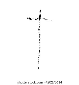 Christian cross grunge vector religion symbol