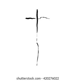 Christian cross grunge vector religion symbol