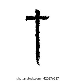 Christian cross grunge vector religion symbol
