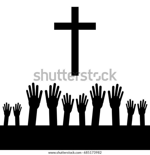 Christian Cross Hands Faith Religion Vector Stock Vector (Royalty Free ...