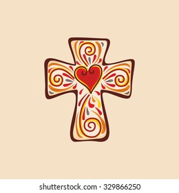 Christian cross. Heart, love.