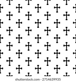 Christian cross with heart seamless pattern isolated on white background
