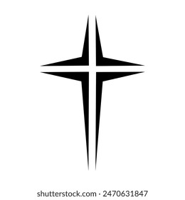 Christliches Kreuz-Symbol. Abstrakte schwarze Linie des christlichen Kreuzes. Vektorillustration