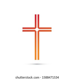 christian cross icon. Abstract line christian cross. Vector illustration.