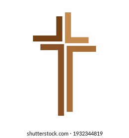 Christian Cross Icon. Abstract Cross On White Background. Religion Symbol. Vector Illustration.