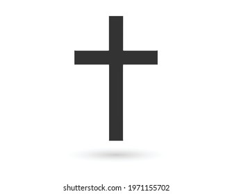 christian cross icon black and isolated vector illustration