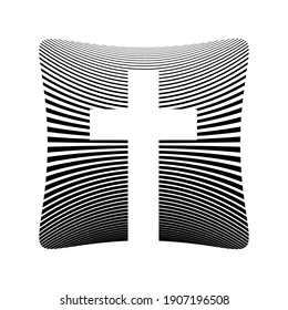 Christian cross icon. Black religion logo. Vector illustration. Abstract christian logo