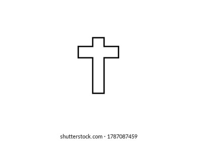 Christian cross icon. Black christian cross sign isolated on white background. Vector illustration. Christian symbol. Pray vector.