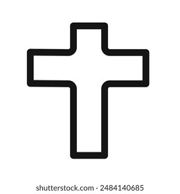 Christian Cross icon black and white vector sign
