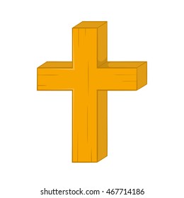 Christian cross icon in cartoon style on a white background