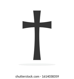 Christian Cross icon. Church cross isolated. Black religion vector symbol