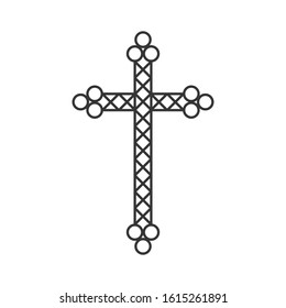 Christian Cross icon. Church cross isolated. Black religion vector symbol