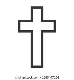 Christian Cross icon. Church cross isolated. Black religion vector symbol