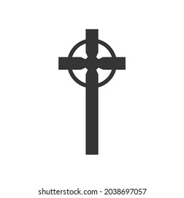 Christian Cross icon. Church cross isolated. Black religion vector symbol