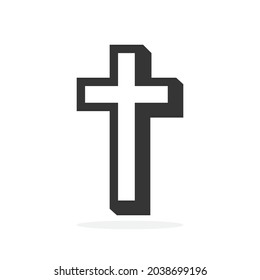 Christian Cross icon. Church cross isolated. Black religion vector symbol