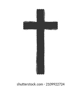 Christian Cross icon. Church cross isolated. Black religion vector symbol