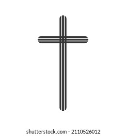 Christian Cross icon. Church cross isolated. Black religion vector symbol