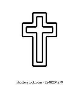 Christian cross icon. Christian church logo isolated. Black religious symbol. Vector illustration