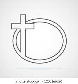 Christian cross icon in the circle. Black christian cross sign isolated on white background. Vector illustration.