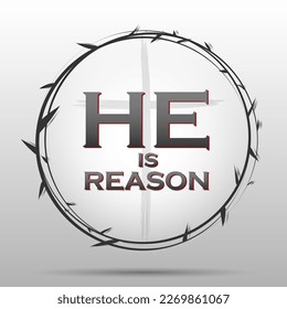 Christian cross icon in the circle crown. Black christian cross sign isolated on white background. Vector illustration. Easter